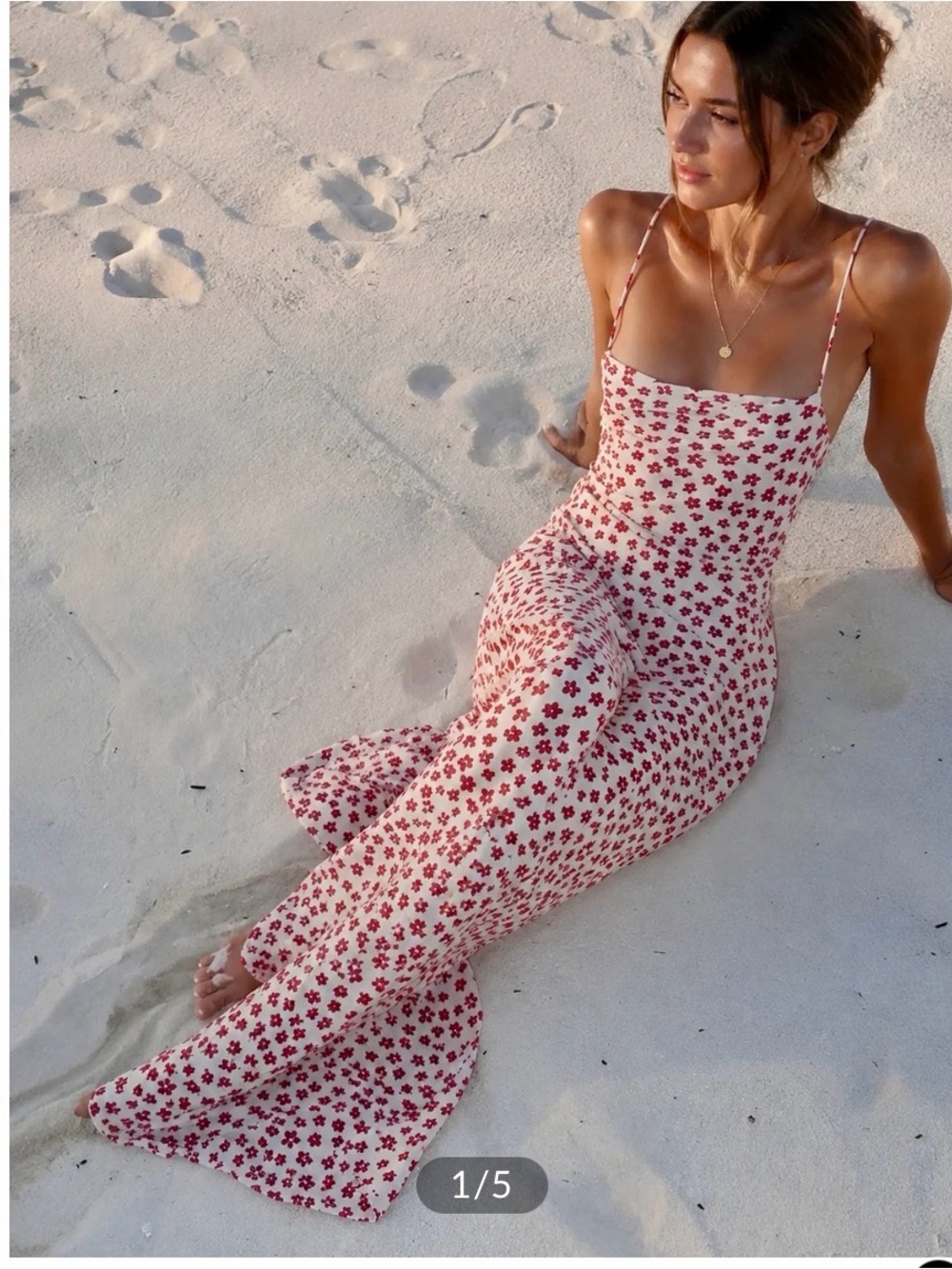 Commense Strappy Floral Crossover Flowy Maxi Sundress